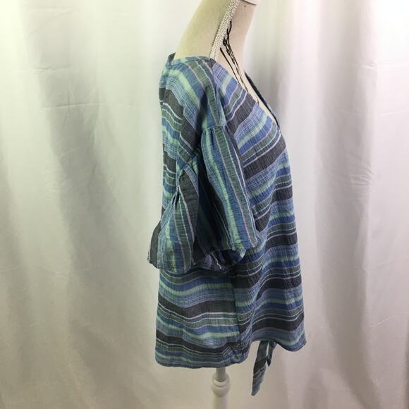 a.n.a button down tie off blouse cool stripe combo - Picture 16 of 16